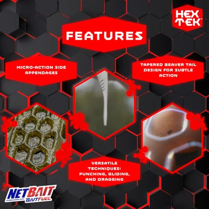 NetBait HexTek EKO Shad | 3″ & 4″ Soft-Plastic Swimbait | Shad Profile with HexTek Texture for Bass & Predators | Spot Remover, 4-Inch