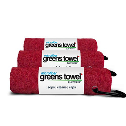 Red 3 Pack Golf Towel Set for Golf Bags with Clip, Plush Microfiber Nap Fabric, 16x16, The Original (Cardinal Red) - color: Cardinal Red