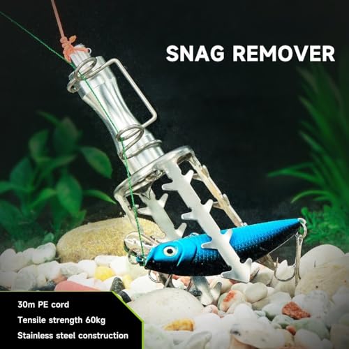Fishing Bait Retriever with Serrated Grabber Hook and 98.4ft High-Power Line, Lure Snag Recovery Tool for Shore and Boat Anglers