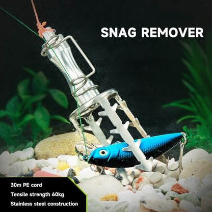 Fishing Bait Retriever with Serrated Grabber Hook and 98.4ft High-Power Line, Lure Snag Recovery Tool for Shore and Boat Anglers