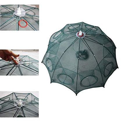 Persei Foldable Fishing Bait Trap Cast Net Cage Cast Dip Cage for Fish Shrimp Minnow Crayfish Crab Bait Trap Cage - color: 10 sides 10 holes+1 hole