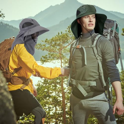 Xuhal 12 Pcs Fishing Sun Hat for Men Women Wide Brim UV Sun Protection Cap Summer Outdoor Hiking Hat Neck and Face Flap - color: Dark Gray, Light Gray, Military Green, Navy Blue