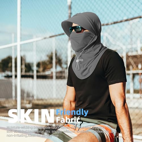 Cooling Breathable Balaclava Full Face Mask with Wide Brim Sun UV Protection Hood for Men Women Fishing Motorcycle Skiing - color: Black