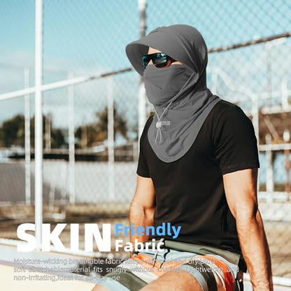 Cooling Breathable Balaclava Full Face Mask with Wide Brim Sun UV Protection Hood for Men Women Fishing Motorcycle Skiing - color: Dark Gray