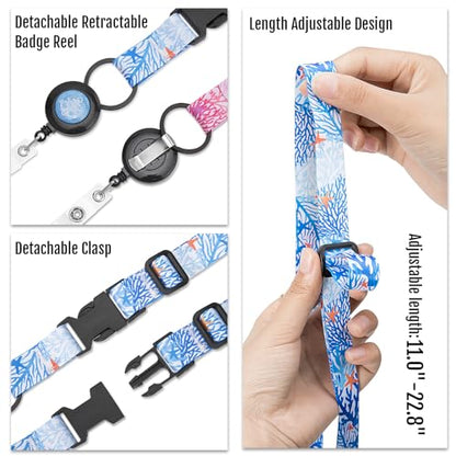 MNGARISTA Retractable Cruise Lanyard for Ship Cards, Waterproof Lanyards for Cruise Ship Cards with ID Holder, 2 Pack, Hippocampus - color: Hippocampus