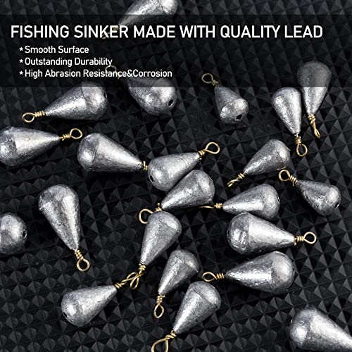 Dr.Fish 30 Pack Bass Casting Sinker Weights Lead Bell Drop Shot Weights with Brass Swivels Weight Freshwater Fishing Lead Sinker - size: 1oz-30 Pack