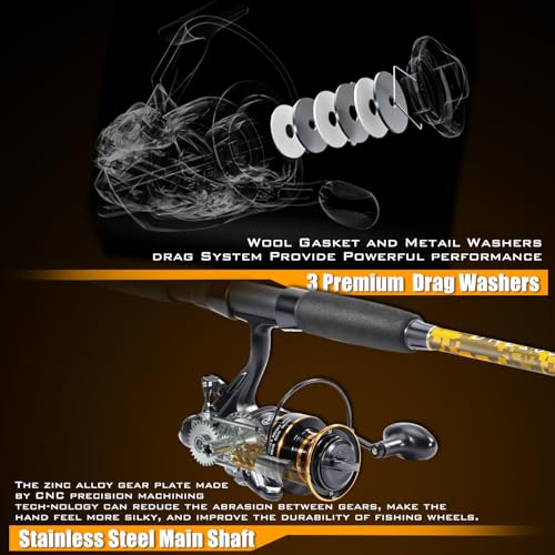 Sougayilang Spinning Rod Combo - MH Action Fishing Pole with Bait Feeder Reel for Catfish, Salmon, Steelhead Freshwater Saltwater Fishing- 7'0"/7'6" - size: 7'6"