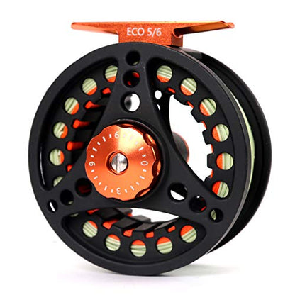 M MAXIMUMCATCH Maxcatch ECO Large Arbor Fly Fishing Reel (3/4wt 5/6wt 7/8wt) and Pre-Loaded Fly Reel with Line Combo - color: Black (With Line Pre-loaded), size: 5/6 weight