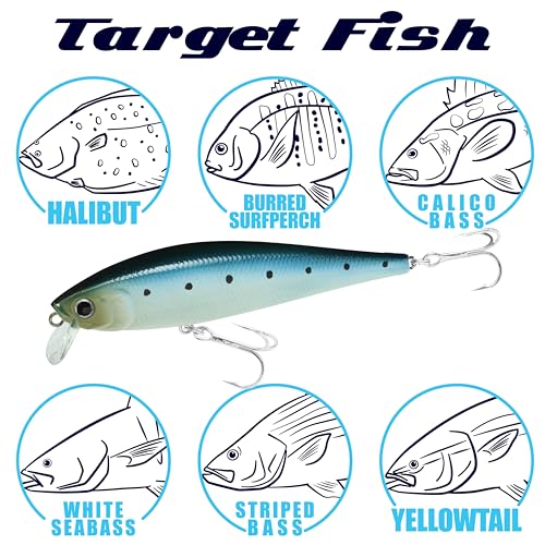 LUCKY CRAFT Pointer 100SR, Jerkbait Side by Side Action Wobbling Freshwater Lake Bass Fishing Bait - color: 728 Super Glow Sardine