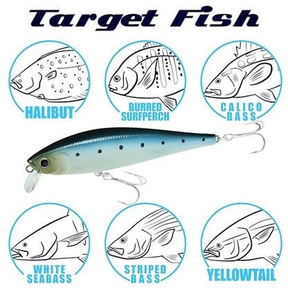 LUCKY CRAFT Pointer 100SR, Jerkbait Side by Side Action Wobbling Freshwater Lake Bass Fishing Bait - color: 728 Super Glow Sardine