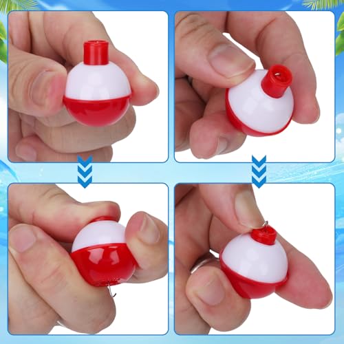 Coopay Fishing Bobbers 30Pcs-50Pcs/Lot Hard ABS Fishing Floats Set Snap on Float Red/White Bobbers Push Button Round Buoy Tackle Accessories - style: 0.5+1+1.25+1.5+2=50pcs
