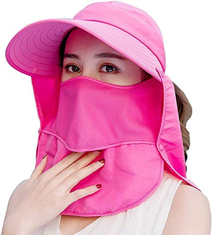 Wide Brim Sun Hat – Multifunctional UPF 50 Protection Bucket Fishing Hat Cap - color: Red, size: One Size