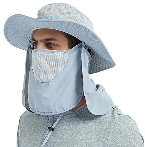 DDYOUTDOOR™ 07-281 Fashion Summer Outdoor Sun Protection Fishing Cap Neck Face Flap Hat Wide Brim - color: Gray