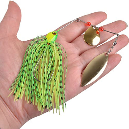 Fishing Lures Spinnerbait, Bass Fishing Lure Spinner Baits Kit Hard Metal Multicolor Buzzbait Spinnerbait Jigs for Bass Pike Trout Salmon - color: 6pcs Spinnerbaits