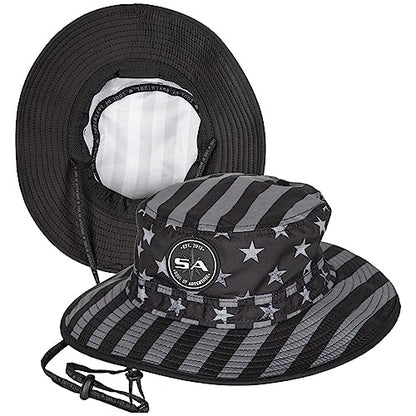 Soul of Adventure Bucket Hat | UV 50+ for Adults | Sun Protection with Adjustable Fit, Moisture-Wicking Fabric - color: Blackout American Flag