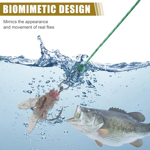 Bionic Fly Fishing Bait,18pcs/36pcs Trout Jig Swimbait Fly Hook Soft Bait Dry Flies Fly Fishing Lures Assortment Kit Attractant Fishing Gear Artificial Fishing Lure Panfish Lure Set - color: Browm-18PCS