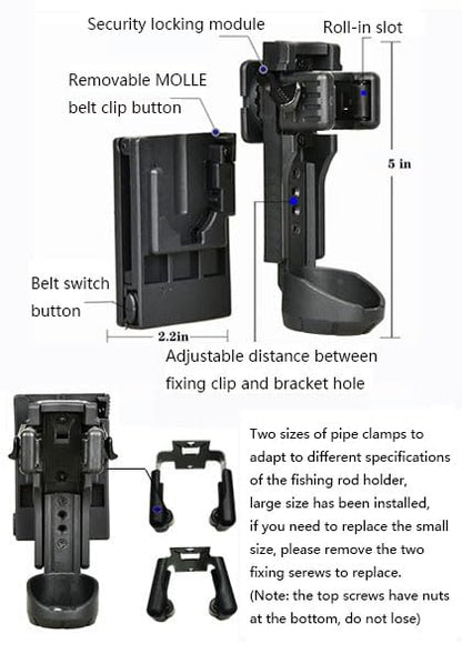 Fly Fishing Rod Holder,3rd Hand Belt Clip Rod Holder,Fly Fishing Wader Belt,Fishing Belt, for Fly Fishing and Spinning Rods