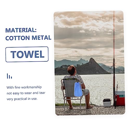 Non-Slip Fishing Towel with Clip Fish Catching Puncture Proof Hand Protection Cover Outdoor Sports Towel for Hiking Camping Angling 12.59X7.48In - color: Blue