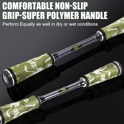 Sougayilang Baitcaster Combo for Freshwater and Inshore, 2 Piece 30Ton+24Ton Graphite Fishing Rod with SuperPolymer Handle, 7.0:1 Gear Ratio Baitcasting Reel, 11+1 Bearings, S Style Hook Keeper - color: Right hand-7'6''-Medium Heavy