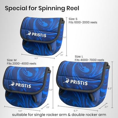 Pristis Spinning Reel Cover, Protective Pouch Bag made of 3mm Thick Impact Resistant Neoprene, Soft Adjustable Fishing Storage Protection Sleeve Case Accessory Gear for 2000-4000 series, size: M - size: M: 2000-4000 spinning reel - 1 Pack
