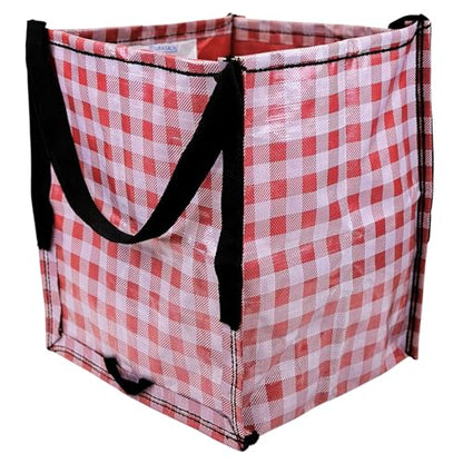 DURASACK Heavy Duty Storage Tote Bag 22-Gallon, Gingham Red | Rugged Woven Polypropylene Moving Bag, Reusable Self-Standing Design, Holds up to 500 Pounds - color: Gingham Red, size: Single
