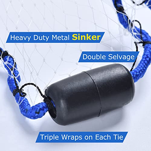 Goture American Fishing Cast Net,Casting Nets Freshwater Saltwater for Bait Fish Shrimp Trap 3ft/4ft/6ft/7ft/8ft/10ft/12ft Radius 1/4 3/8inch Mesh Size,Throw Fishing Castnet with Needle Shuttle - color: 3/8inch-4ft-1.5KG Cast Net, size: 3/8inch-4ft-1.5KG