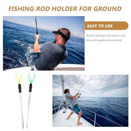 6pcs Telescopic Fishing Rod Holder Stand Aluminum Alloy Extendable Fish Rod Rack Ground Spike Portable Travel Sea Fishing Pole Bracket