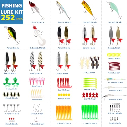 3 Layer Fishing Tackle Box with Tackle Included,Fishing Bait Kit,Pliers,Fish Lip Gripper,Accessories, Gift for Fishing Men Women Kids Saltwater Freshwater
