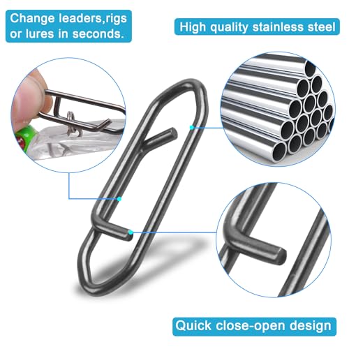 Fishing Snaps Power Clips,50pcs/100pcs Stainless Steel Speed Clip for Fishing Lure Quick Change,Crankbait Popper Lures Quick Snap Connector Tackle Saltwater Freshwater - size: Clips - Large 50pcs