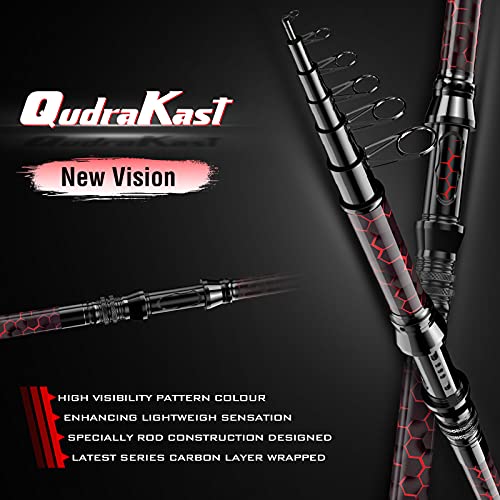 Fishing Rod and Reel Combos, Unique Design with X-Warping Painting, Carbon Fiber Telescopic Fishing Rod with Reel Combo Kit with Tackle Box, Best Gift for Fishing Beginner and Angler - color: Red, size: 2.1 m 6.89 ft (Tackle Box)