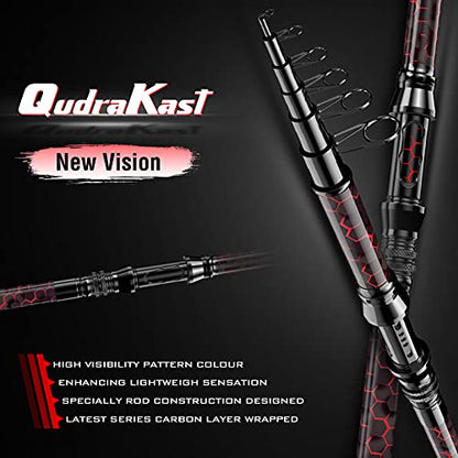 Fishing Rod and Reel Combos, Unique Design with X-Warping Painting, Carbon Fiber Telescopic Fishing Rod with Reel Combo Kit with Tackle Box, Best Gift for Fishing Beginner and Angler - color: Red, size: 2.1 m 6.89 ft (Tackle Box)