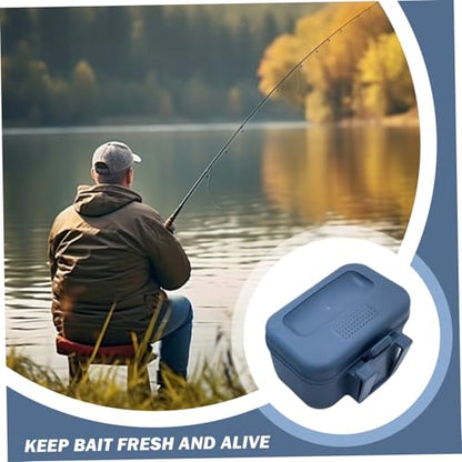 Worm Box, Plastic Fishing Live Bait Box, Breathable Holes Bait Bucket with Leakproof Lid, Clip on Worm Container for Belt