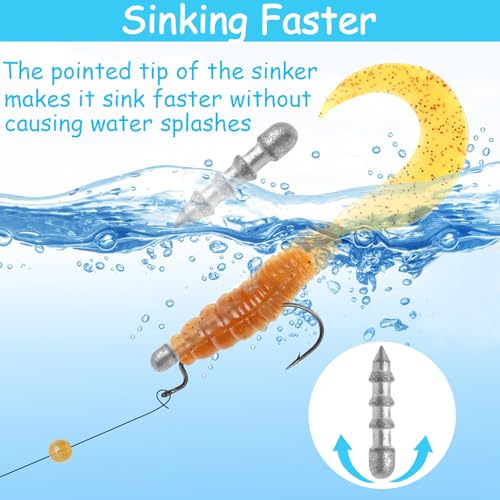 Fishing Nail Weights 70/50pcs Neko Rig Weights Insert Sinkers for Bass Fishing Soft Plastic Lures Wacky Worm Weights Kit Assorted Sizes - size: 3/64oz-50pcs