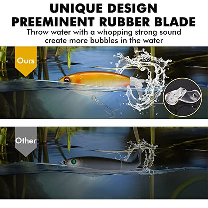 TRUSCEND Popobait Easy Catch Fishing Lures with BKK Hooks, Instant Startup, Longer Cast, Balanced Spray/Sound/Swim, Plopper Topwater Lures for Bass, Trout, Pike, Walleye, Freshwater Saltwater Fishing - color: B1-3.5",0.4oz