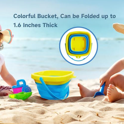 2PCS Fishing Net with Bucket, Telescopic Fishing Landing Net, Collapsible Youth Sand Bucket, Youth Fish Butterfly Catching for Freshwater Saltwater Outdoor Activities - color: Red + Yellow