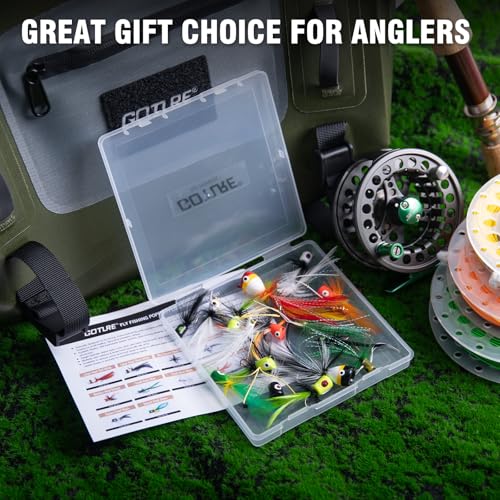 Goture Fly Fishing Poppers Lures, Topwater Popper Flies Bugs Lure, Fly Fish Poppers Fishing Lures Kit, Dry Flies for Panfish Bluegill Crappie Sunfish Bass Trout Salmon - color: A1:18pcs Popper Flies