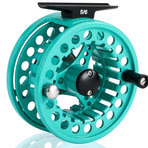 Sougayilang Fly Fishing Reel, Die Cast Aluminum Fly Reel, 5/6, 7/8, Weight Saltwater Fly Reels, 5/6, 7/8, Weight Saltwater Fly Reels - color: Turquoisee, size: 7/8wt