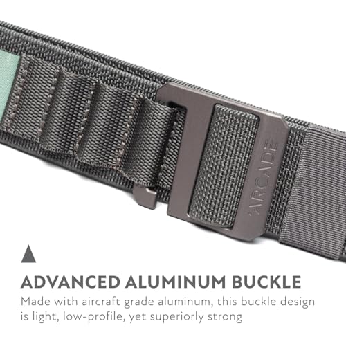 Arcade Belts Hardware Alu Utility Belt - Low-Profile Aluminum Buckle, Heavy Duty Work Belt, Stretch Webbing, Anti-Slip - color: Charcoal, size: Long | L/XL – Fits up to 52”