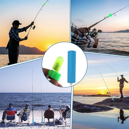 6pack Fishing Rod Holder Ground Support with Bite Alarm Bells, Bungee Cords | Fishing Pole Holder for Bank Beach River Lake Spikes Stand Rack, Night Fishing Gear, Reinforced PVC