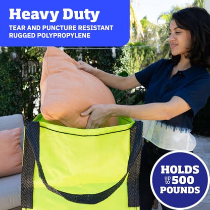DURASACK Heavy Duty Storage Tote Bag 22-Gallon, Lime Green, Pack of 4 | Rugged Woven Polypropylene Moving Bag, Reusable Self-Standing Design, Holds up to 500 Pounds - color: Lime Green, size: Pack of 4