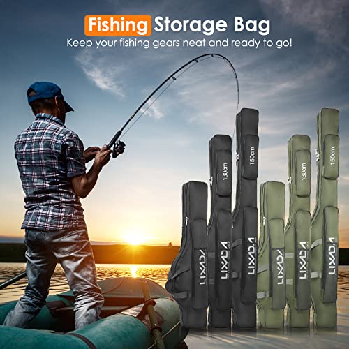 Lixada Fishing Rod Case, Portable Folding Fishing Rod Case Fishing Pole Reel Storage Bag Fishing Gears Organizer