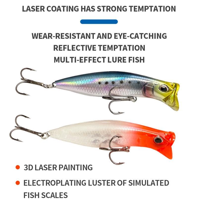 9cm/13g 3pcs/Box Floating Topwater Fishing Lures Surface Popper Fishing Lure Long Casting Artificial Bait Topwater Pencil Swimbait Wobblers Flounder Sea Bass Pike - color: A