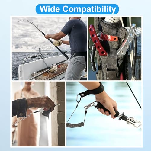 TSV Fishing Lanyards, 10PCS Retractable Fishing Tool Coiled Lanyard with Carabiner Keychain, 2 Sizes Leash Tether for Pliers Kayak - color: Black