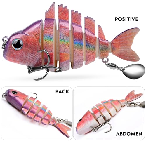 Crankbait Fishing Lure Pike Muskie Lures Lifelike Multi Jointed Swimbait Segement Hard Minnow Bait Treble Hook - color: HS078ABC-3pcs/set
