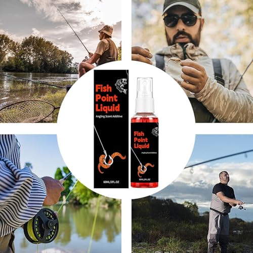 Fish Attractant Liquid Long-Lasting Additive Mist | 60ml Red Worm Fish Bait Attractants for Cod Carp Bass Walleye Tilapia Outdoor Saltwater Lake River Beach Pond
