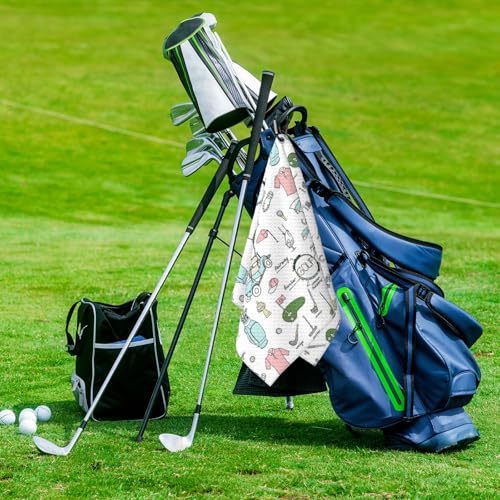 Funny Golf's Theme Golf Towel for Golf Bags Pink Golf's Accessories Doodles Golf Towels with Clip Cartoon Carts Waffle Towels Cleaning Cloth 2 Packs for Men Golfer, Birthday Holiday Present - color: Pink