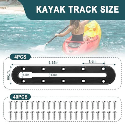 Kayak Track Mount, Kayak Rail Track, Kayak Low Profile Gear Track Accessories for Fishing Rod Holder, Cup Holder, Paddle Holders, Anchor Cleats (9 in, 10 Holes, 4 Pieces) - size: 9 Inch