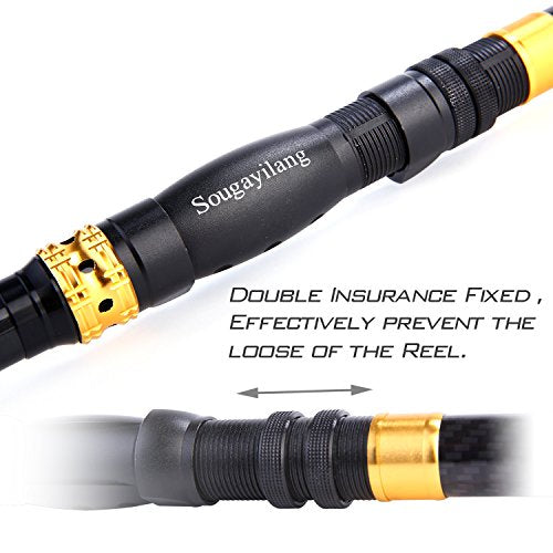 Sougayilang Telescopic Fishing Rod – 24 Ton Carbon Fiber Ultralight, Portable Retractable Handle, CNC Reel Seat, Stainless Steel Guides for Bass, Trout, Salmon, Panfish - color: 3.0m/9.9ft