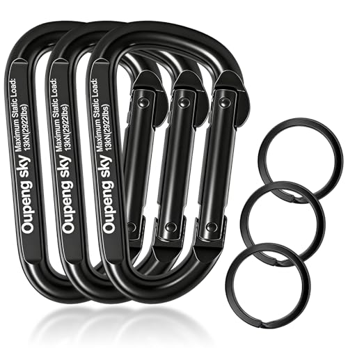 Carabiner Clip - Heavy Duty Carabiners 800lbs-13KN (2922 lbs) Carabeaner D Ring Shape,Key Chain Clip Hook,Keychain Clip,Multipurpose for Camping, Hiking,Backpacking or Other Outdoor Activities. - style: 3PCS 3 Inch(13KN/2922 lbs)