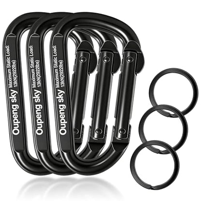 Carabiner Clip - Heavy Duty Carabiners 800lbs-13KN (2922 lbs) Carabeaner D Ring Shape,Key Chain Clip Hook,Keychain Clip,Multipurpose for Camping, Hiking,Backpacking or Other Outdoor Activities. - style: 3PCS 3 Inch(13KN/2922 lbs)